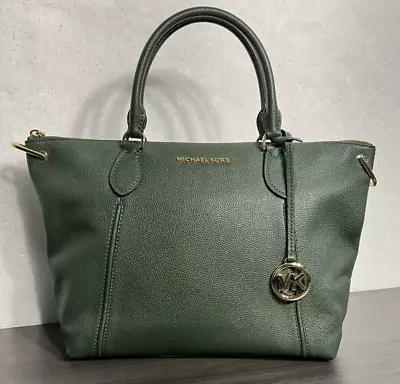 NWT MICHAEL KORS GREEN SIERRA LEATHER MEDIUM Messenger SATCHEL LUGGAGE FREE SHIP • $99.99