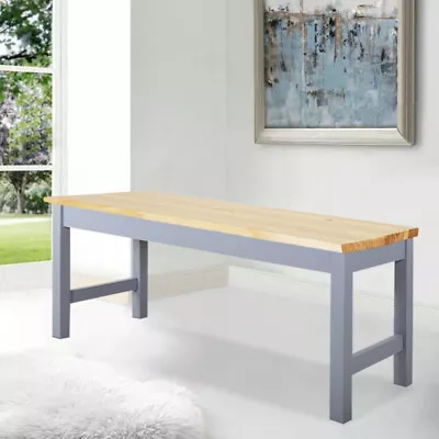 Wood Dining Table Bench Seat Garden Long Stool Hallway Rest Seating Grey Natural • £45.95