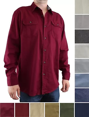 Wrangler Men's Comfort Flex Shirt Denim Twill Long Sleeve Button Up Regular Fit • $17.99