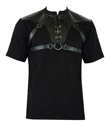  Men's Gothic Goth Rock Metal Black T-Shirt Top Steampunk Casual Clothing • $39.95