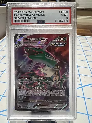 PSA 9 Rayquaza VMAX 2022 TG20 Ultra Rare Alt Art Pokemon Silver Tempest NM Mint • $36