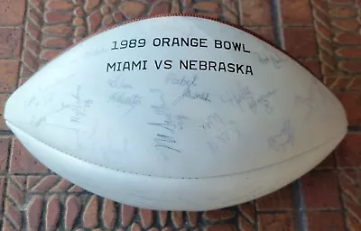 TEAM Autographed Signed 1989 UM MIAMI VS NEBRASKA College Orange Bowl Football • $125