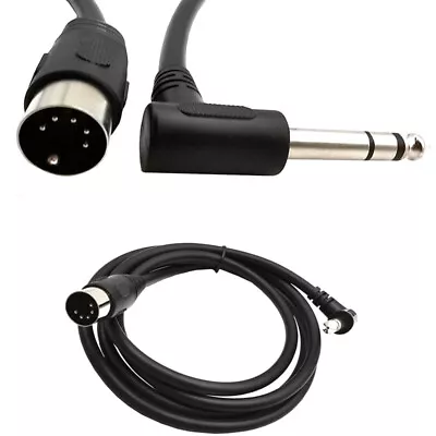 MIDI Din 5 Pin Male To 6.35mm 1/4  Male TRS Stereo Angled Socket Audio Cable • $3.99