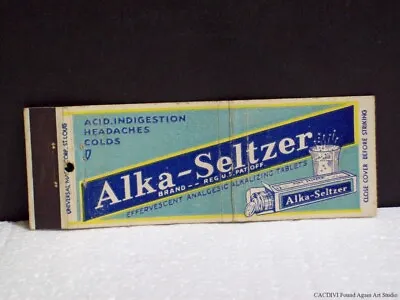 Vintage Alka-Seltzer Matchbook Cover Full Length Classic Medicine Bottle In Box • $8.99