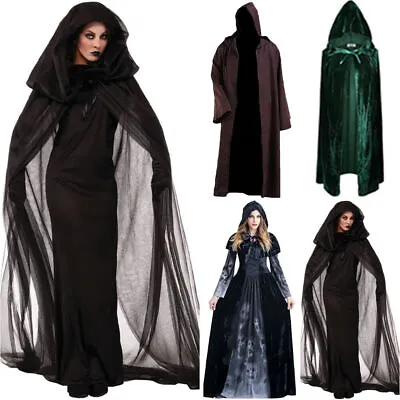 Halloween Cloak Cape Robe Medieval Pagan Gothic Witch Wizard Vampire Fancy Dress • £21.31