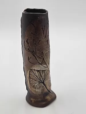 Vintage Handmade Pottery Vase Judaica Sculpture 9 Inch By 3 In  Etched Designs • $52.50