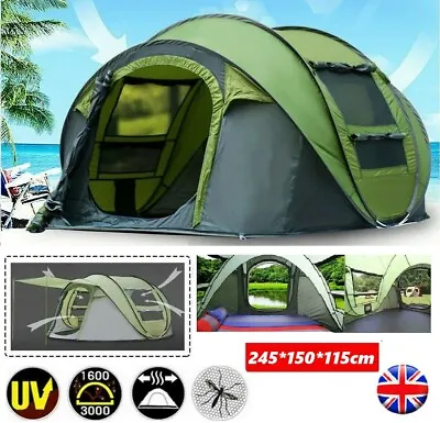 £73.99 • Buy 3-4 Person Pop Up Tent Waterproof Automatic Outdoor Large Camping Hiking Tent UK