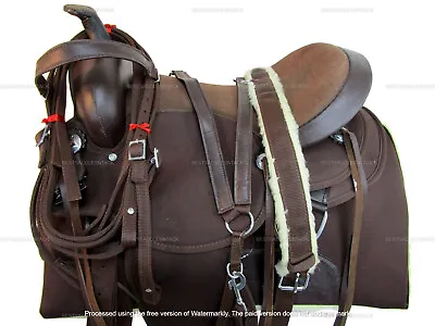 Western Saddle Synthetic Brown Pleasure Barrel Racing Trail Used Tack 15 16 17 • $209.53