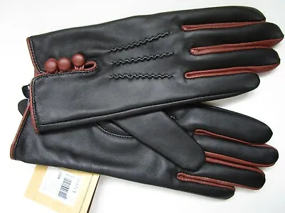 Patricia Nash Black & Tan Marry Poppins Button Gloves Size M - Nwt • $51.30