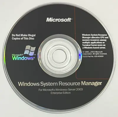 System Resource Manager 2003 CD For Microsoft Windows Server Enterprise Edition • $9