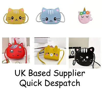 Girls Cat / Unicorn Design PU Zipper Cute Bags/Coin Purse 6 Options Available • £6.49