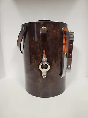 $25 • Buy Vintage GEORGES BRIARD Brown Tortoise Shell ICE BUCKET With Bar Tools 