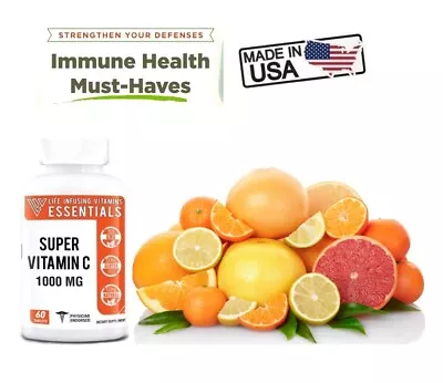 SALE Vitamin C 1000 Mg Capsules Gluten GMO Free Healty Dietary Supplement NEW ❤ • $6.99