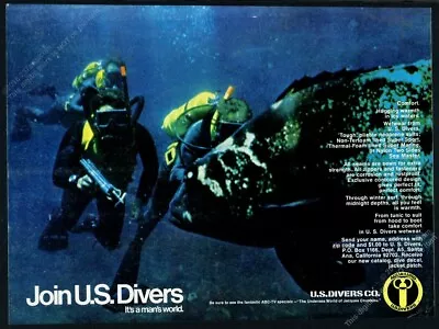 1969 US Divers Scuba Diving Divers Giant Fish Photo Vintage Print Ad • $9.99