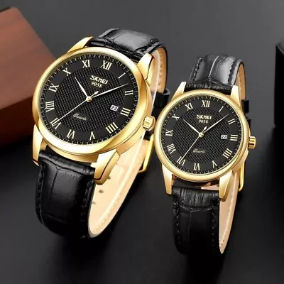 Fashion Leather Men Women Waterproof Stainless Steel Band Quartz Wrist Watches • $30.45