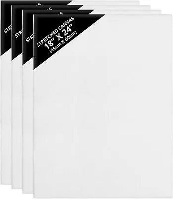 4 Blank Artist Canvas Set 45x60cm Large Plain Painting Boards Stretched/Framed • £28.99