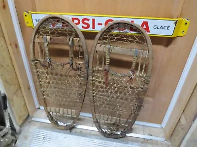 Vintage Wooden Snowshoes Size  28 `` Long By  13 ` Wide  Chalet Decor   3692 • $39.99