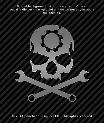 Gear Skull With Wrenches Mechanic Maintenance Vinyl Decal Sticker - 25 Colors • $4.99