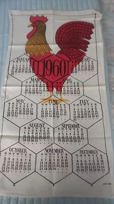 Vintage Linen KITCHEN TOWEL 1960 Calendar Lois Long Rooster • $8