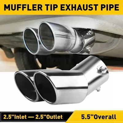 Dual Tail Pipe Tip Muffler Auto Accessories Replace Chrome Kit Car Rear Exhaust • $19.99