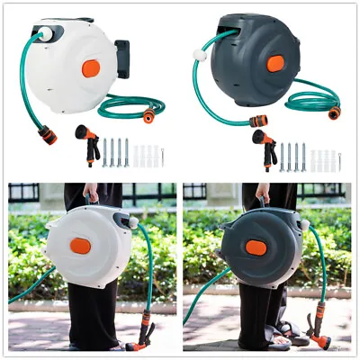 2 In 1 Hose Reel Pipe 20m Wall Mounted Anti Kink Garden Patio Retractable Pipe • £47.99