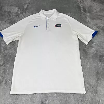 Florida Gators Polo Shirt Mens Medium White Nike Athletic Swoosh • $7.97