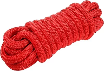 1 PC 5/8Inch 30FT Double Braid Nylon Dock Line Mooring Rope Boat Red Marine Rope • $23.99
