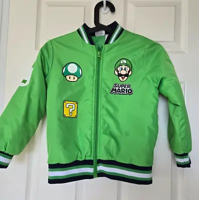 Nintendo Official Super Mario Kids Bomber Jacket Luigi - Size 7 • $25