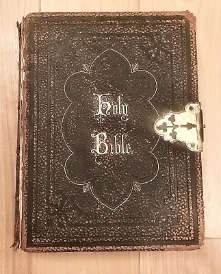 Brown's Self Interpreting Family Bible Old And New Testaments 1800s Victorian • £35