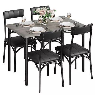 5pc Dining Table Chairs Set With Upholstered Chairs Breakfast Dinette Furniture • $145.34