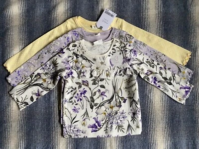Next Baby Girls 6-9 Months 3pk Long Sleeve Tops BNWT • £8
