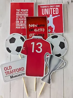 FOOTBALL Cake Toppers  MANCHESTER UNITED FC INSPIRED Set Of 8 Birthday Toppers  • £4.99