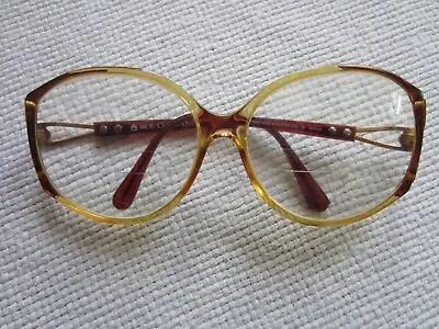 $29 • Buy Vtg OVERSIZE CHRISTIAN DIOR Eyeglasses, RED & HONEY GOLD Made In Austria CD LOGO