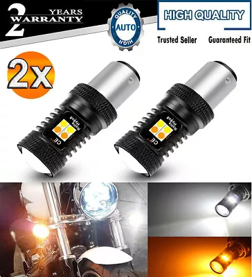 2Pcs 1157 White Amber Switchback LED Turn Signal Light Bulbs For Motorcycle • $16.99