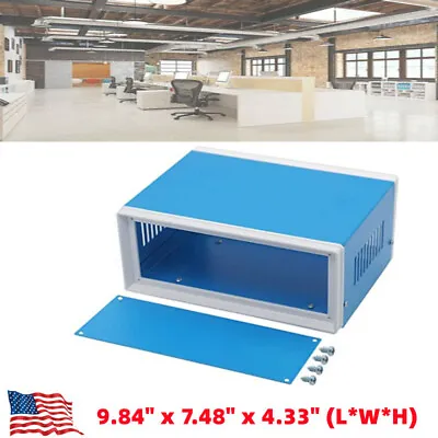 Electronic Enclosures Metal Enclosure Project Case DIY Box Junction Case Blue • $27.99