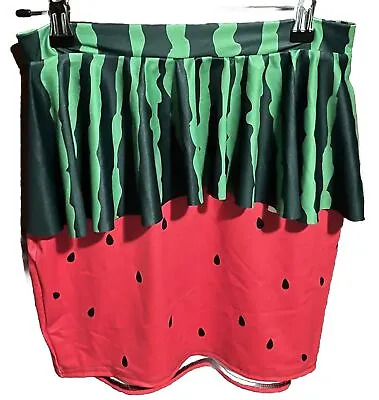 Blackmilk Peplum Skirt Medium M 12 Watermelon Fruit Red & Green Stretch NWT • $25