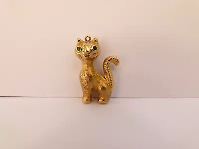 Vintage Georg Jensen 9ct Yellow Gold Charm - Cat With Red/green Eyes 1968 2.7g • £175