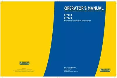 New Holland H7230 H7330 Discbine Mower-Conditioner Operators Manual PDF/USB • $79.83