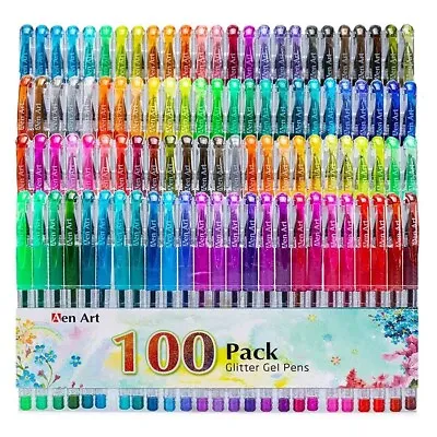 100 Gel Pen Set Metallic Pastel Glitter Gel Pens For Adult Kids Colouring Book • £18.99