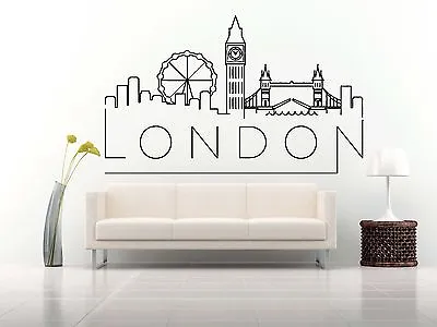 Wall Vinyl Sticker Decal Skyline Horizon Panorama City London UK World F1777 • £26.59