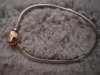 Pandora Silver Rose Gold Ale R Moments Heart Clasp Bracelet 580719 18 Cm • £33