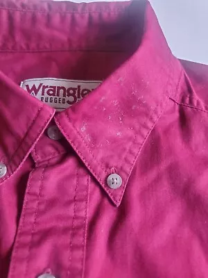 Wrangler RUGGED WEAR  Mens Large Burgundy Long Sleeve 16-161/2 Western Shirt F2 • $10.88