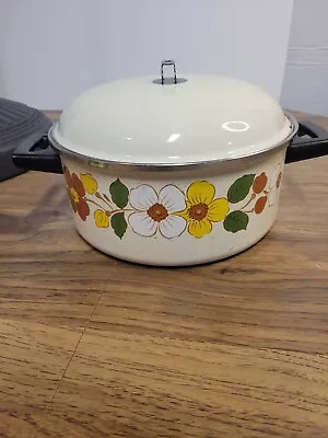 Vintage MCM Floral Kitchen Pot • $16.25