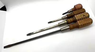 MAC Tools & Globemater Flat Blade LONG Screwdriver Set Lot Wooden Philips Stubby • $42