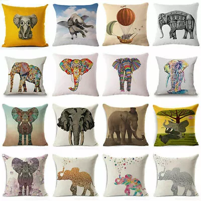 Pillow Case Cartoon Elephant Cotton Linen Sofa Square Cushion Cover Home Decor • $7.76