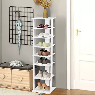 $59.95 • Buy Giantex Shoe Rack 7-Tier Narrow Corner Shoes Storage Organizer Wooden Shelves