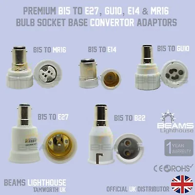 B15 To MR16/B22/E14/GU10/E27 LED/CFL Light Bulb Adapter Lamp Socket Convertor UK • £2.75