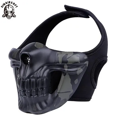 Tactical Skull Half Face Mask Cosplay Samurai Demon Kabuki Airsoft Protect Cover • $15.99