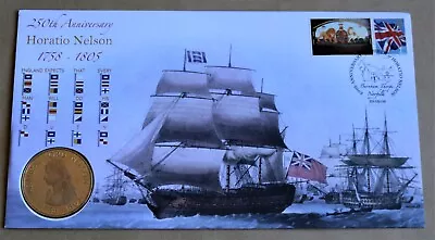 Horatio Nelson 250th Anniversary 2008 Buckingham Cover + Lord Nelson Medal • £14.95