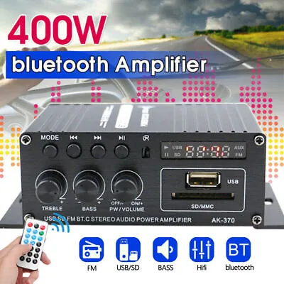 200W + 200W Hi-Fi Auto Stereo 12V Car Audio Amplifier Bluetooth MP3 Radio UK • £16.79